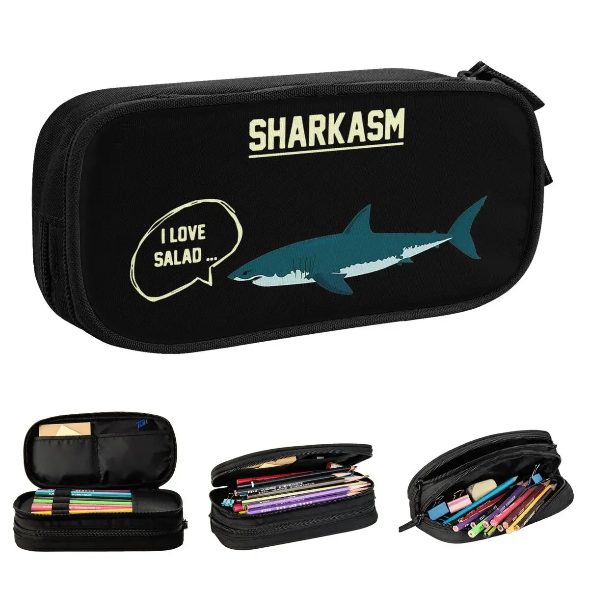 

Creative Sharkasm Ocean Pencil Case Shark Pencilcases Pen Kids Big Capacity Pencil Bags Students School Zipper Stationery