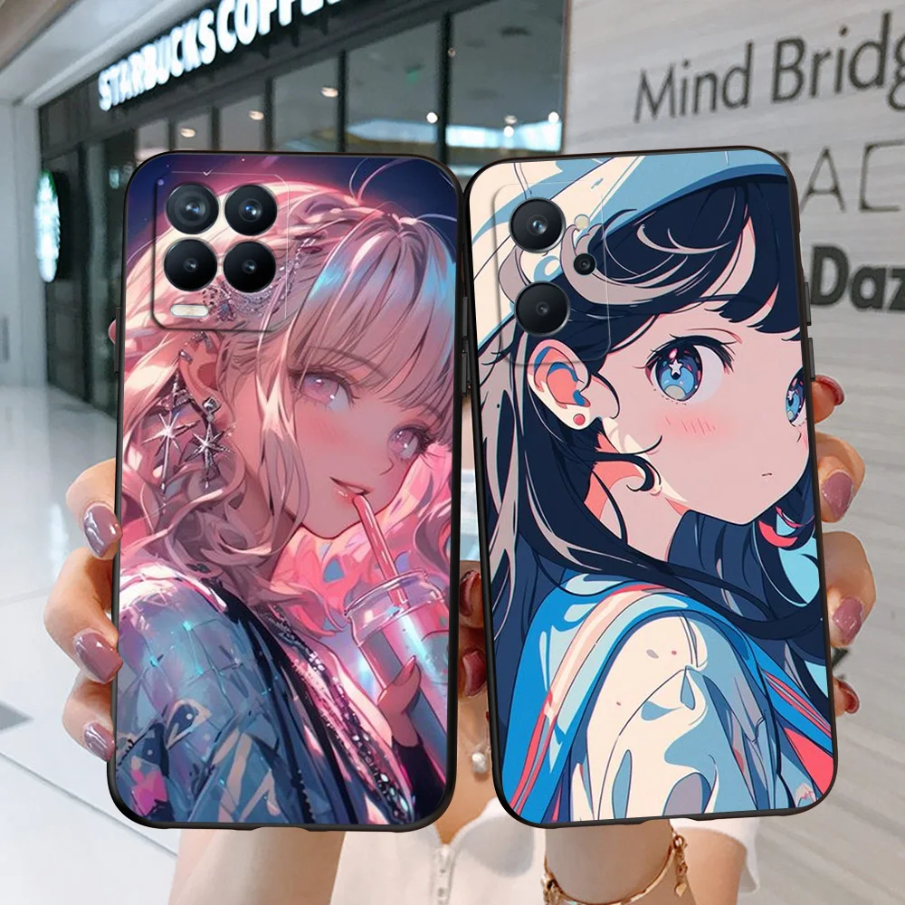 Black Tpu Case For Realme Q5 X XT X2 X3 Superzoom X50 V13 Q3i X7 PRO Ultra GT master edition Cool Kawaii Girl