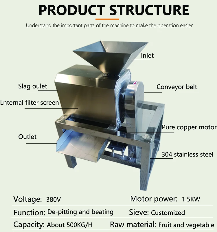 Sauce Production Equipment Beater Mango Seed Remove Machine Mango Juice Processing Machine