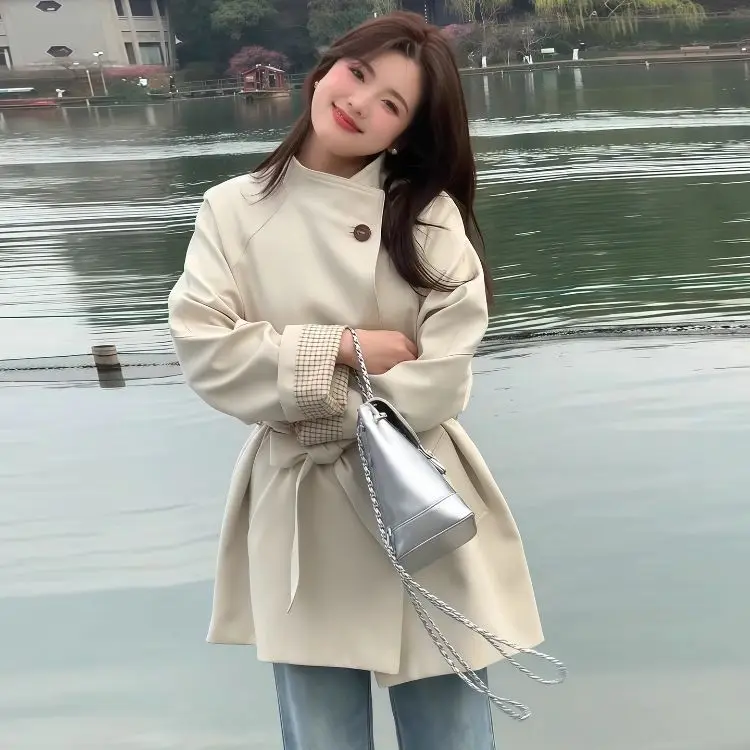 New British Jacket Ladies 2025 Spring Autumn Explosions Long Windbreaker Coat Women Temperament Outcoat Fashion Waist Overcoat
