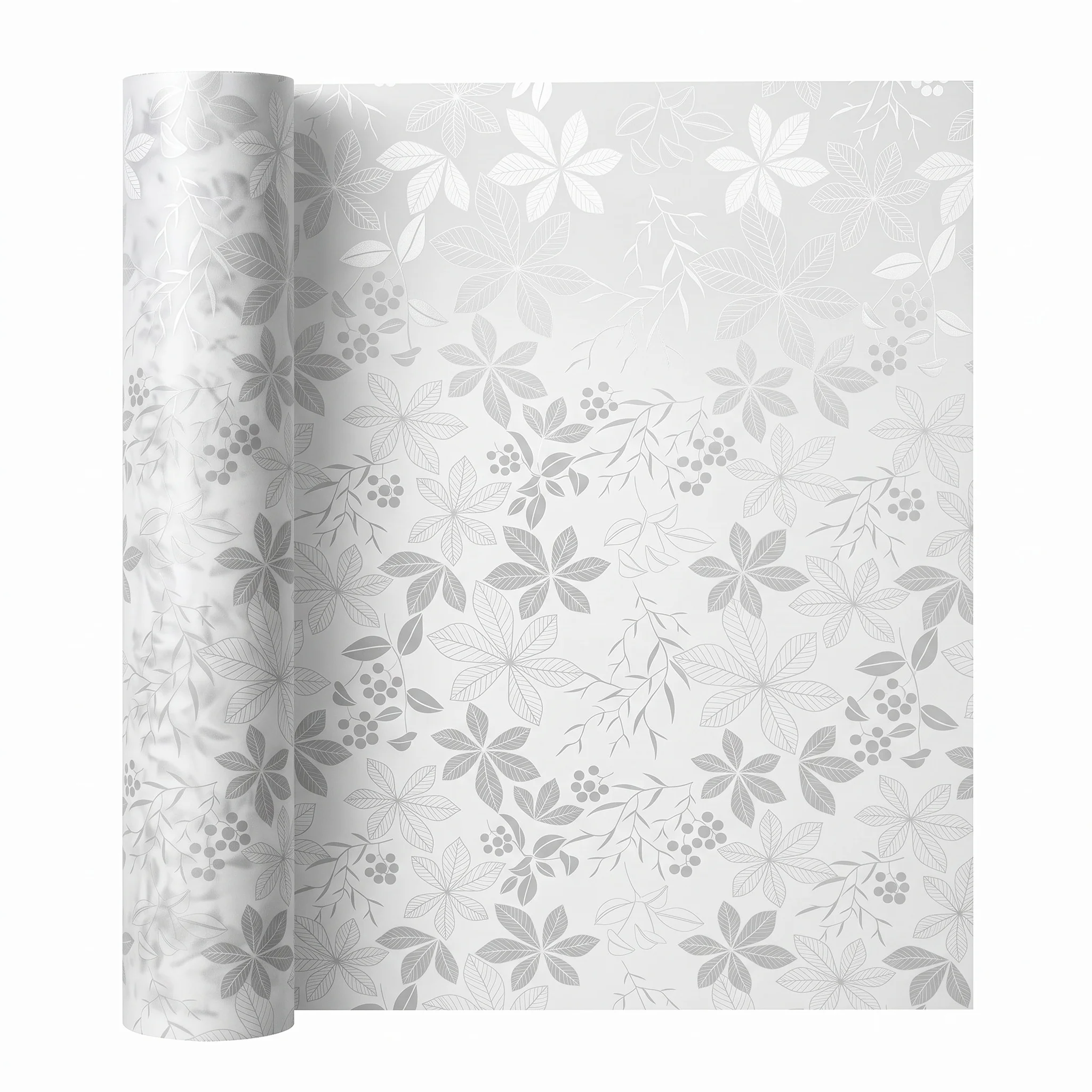 Leaf Berry Pattern Privacy Window Film Self-Adhesive Opaque Frosted Glass Sticker Anti-UV for Home Bathroom Kitchen Office