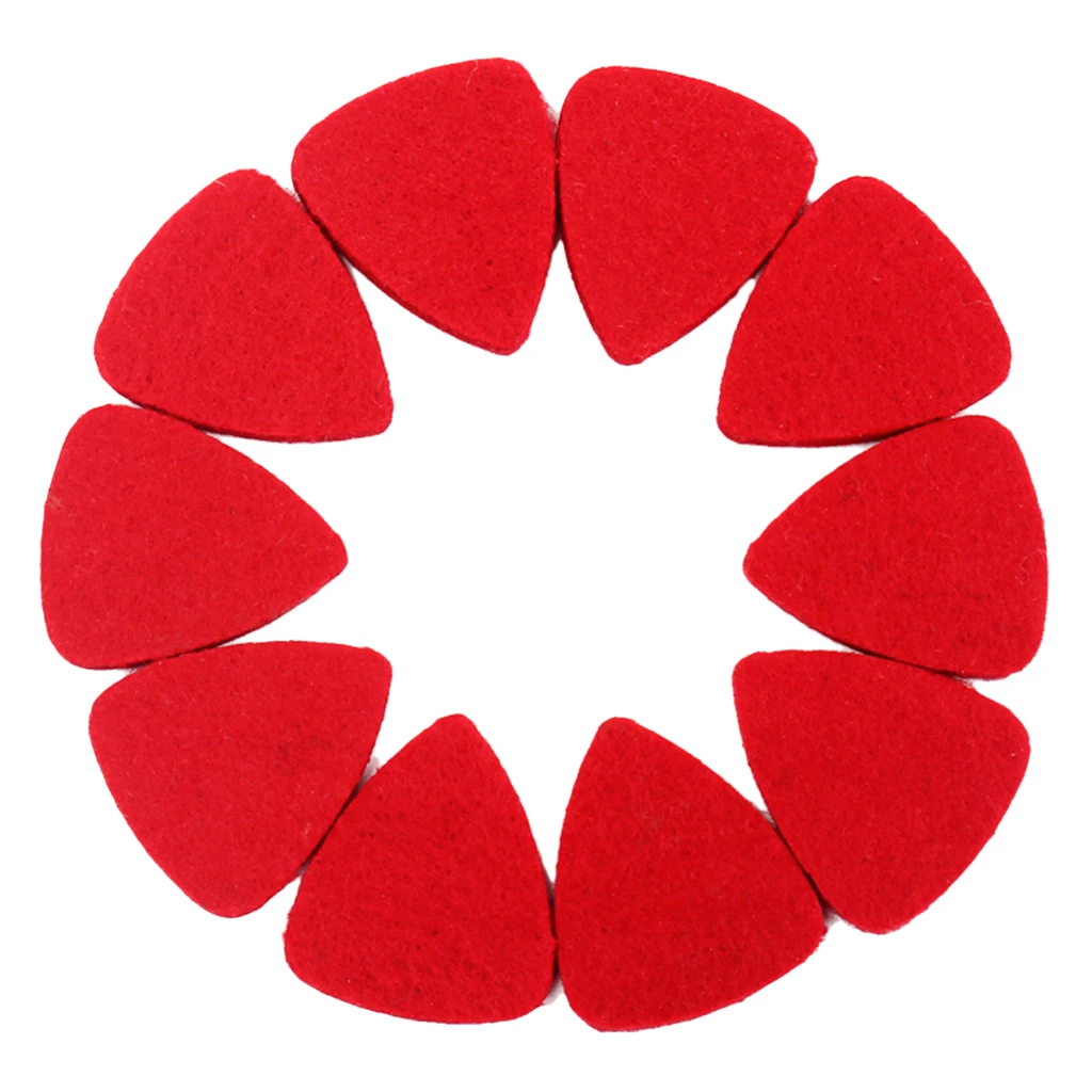 10 Pieces Wool Felt Guitar Ukulele Plectrums Picks 3mm-5mm Thick Finest Portable Durable Red