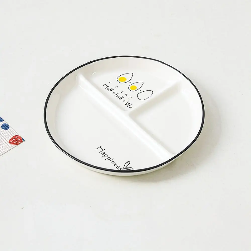Healthy Meal Portion Control Plate Ceramic Divided Serving Tray Nutrition Diet Planning Kitchen Tableware For Weight Loss