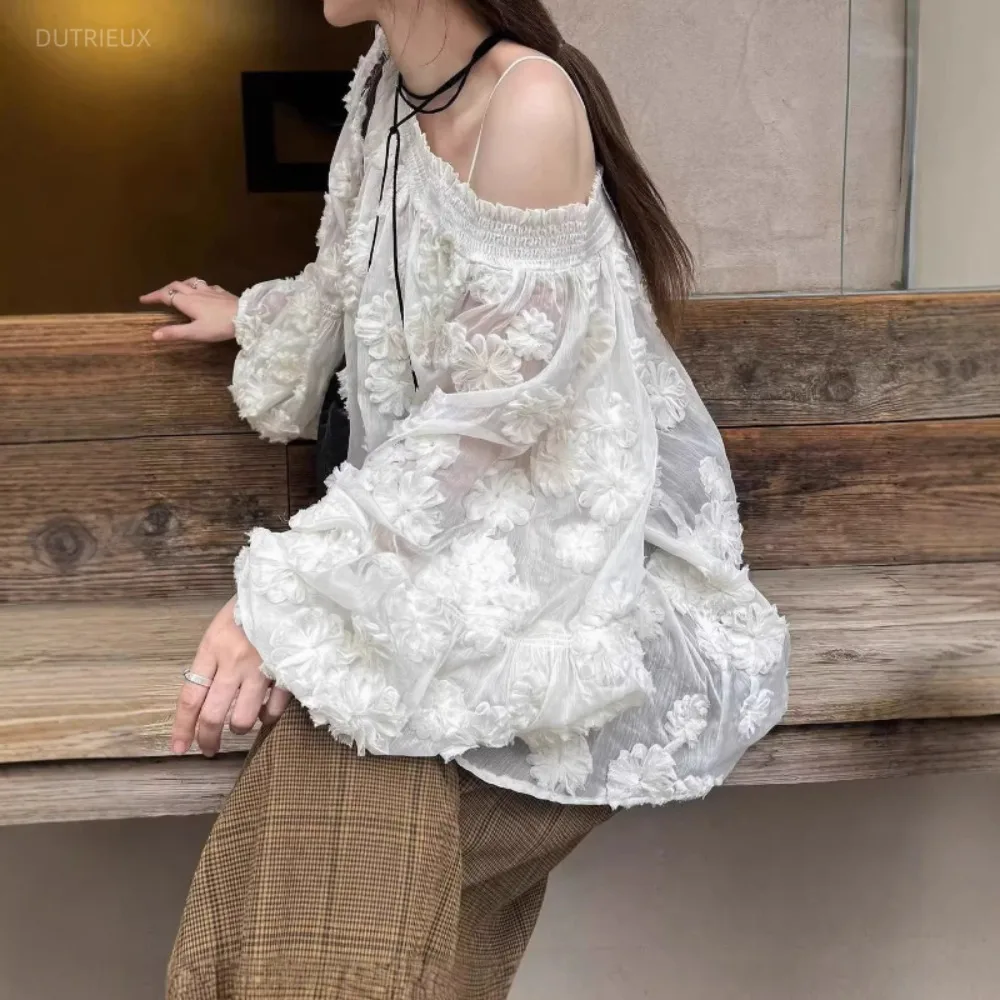 Sexy Spice Girls Vintage Moda Shirt Heavy Loose Slim Crochet Pure Desire Blusas Japan French Elegant Luxury Moda Blouses