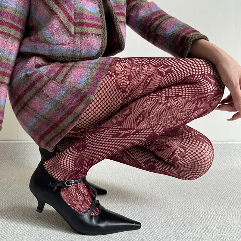 

Retro Jacquard Sexy Women Tight Vintage Fashion Lace Hollow Floral Legging Stocking Sock Summer Lightweight Breathable Pantyhose