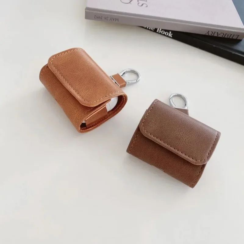 AirPods 4세대 보호 커버용 Apple Wireless용 소가죽 가죽 케이스, 1세대/2세대 풀랩 충격 방지 프로