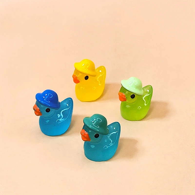 1Pc Mini Luminous Resin Ducks Glow In The Dark Miniature Ornament Tiny Ducks For DIY Garden Dollhouse Duck Accessories