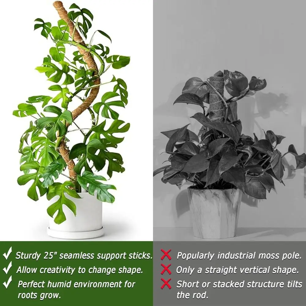 Plant Support Bendable Moss Pole Natural Material Handmade Plant Support Stakes Eco-Friendly Plant Pole Sticks Indoor Plants