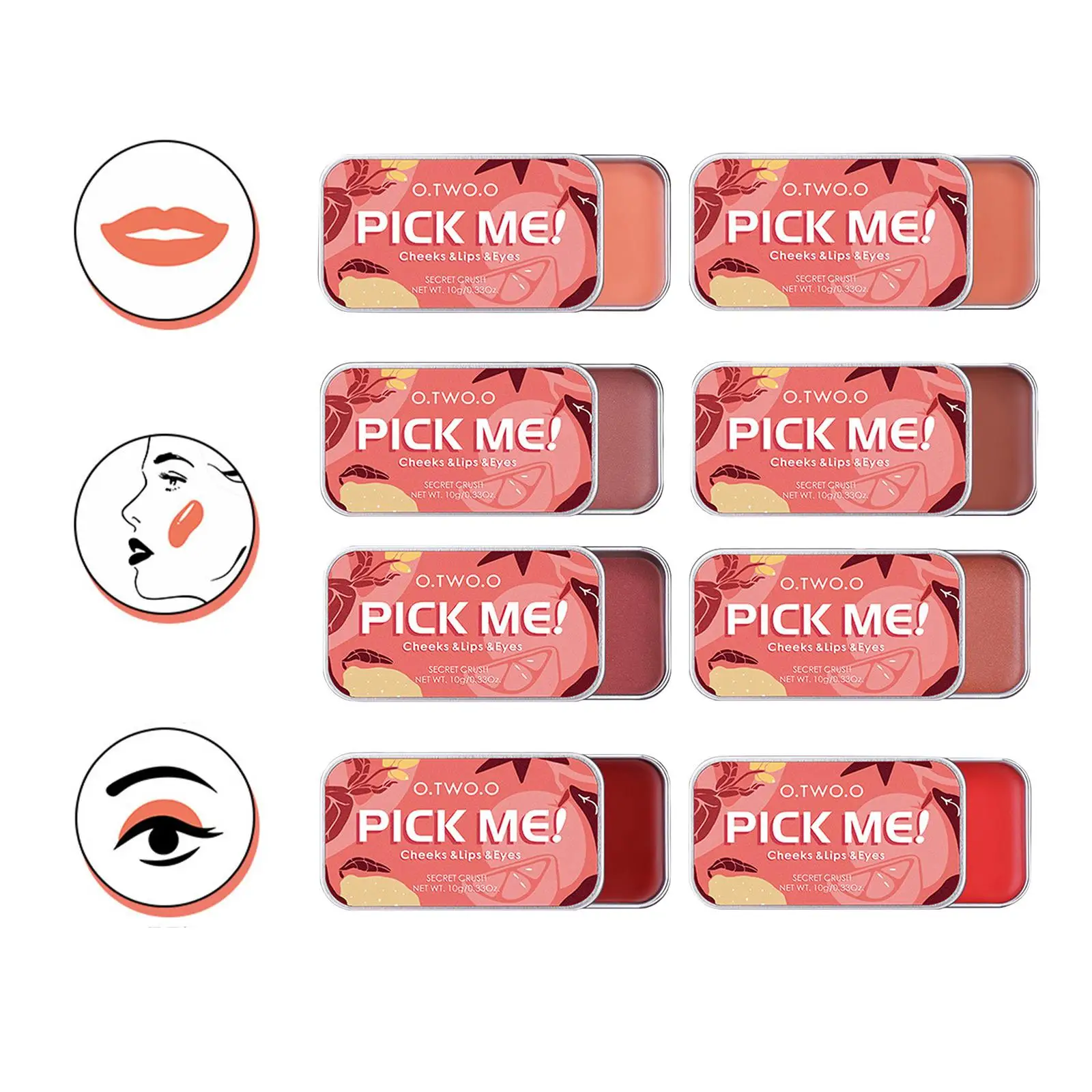 Tavolozza riparatrice per rossetto 3 in 1, ombretto, fard, crema Rouge