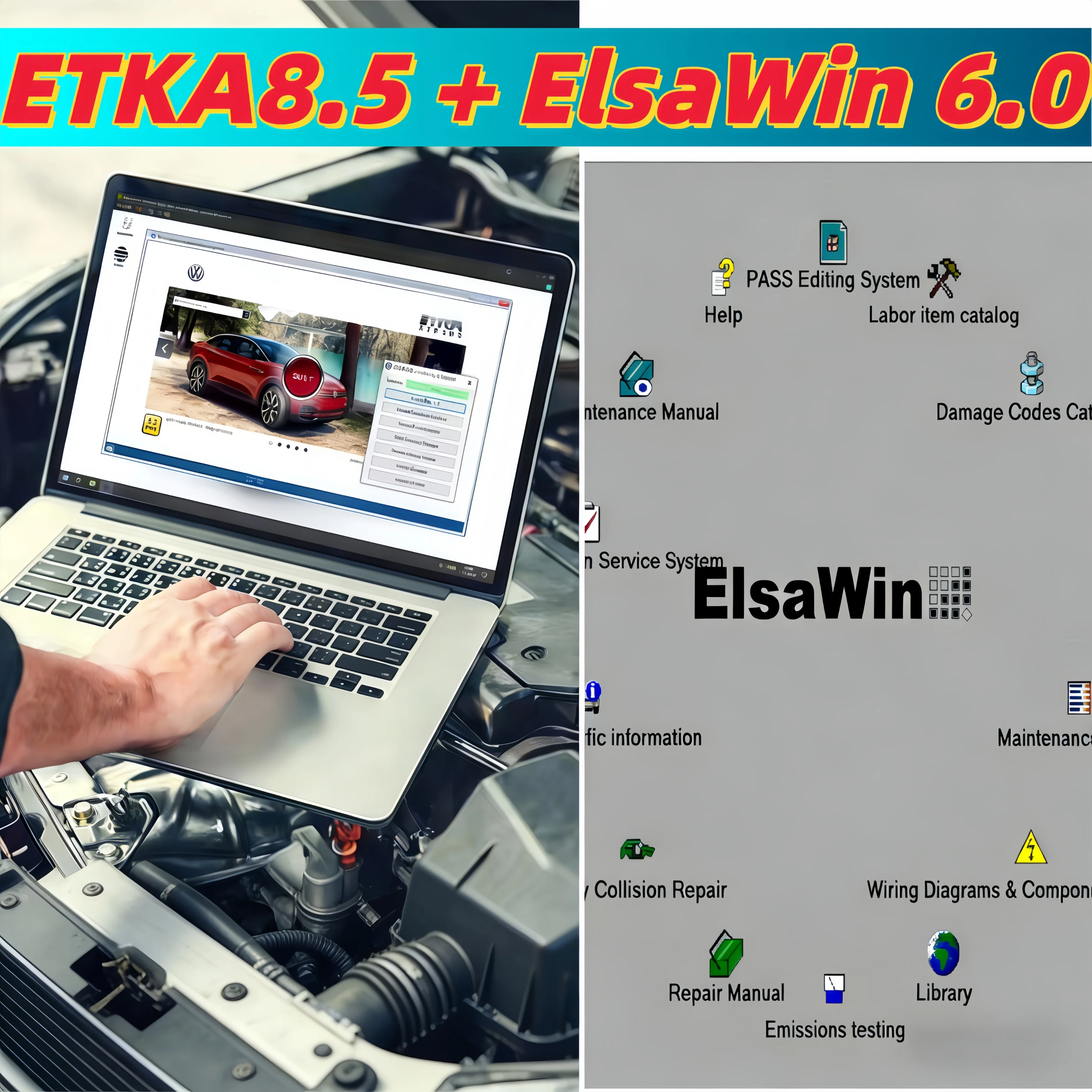 

2026 Hot ElsaWin 6.0 & ETKA 8.5 Latest for VW Audi Skoda Seat Auto Repair + Video Install Multilingua l+ Premium Fast Download