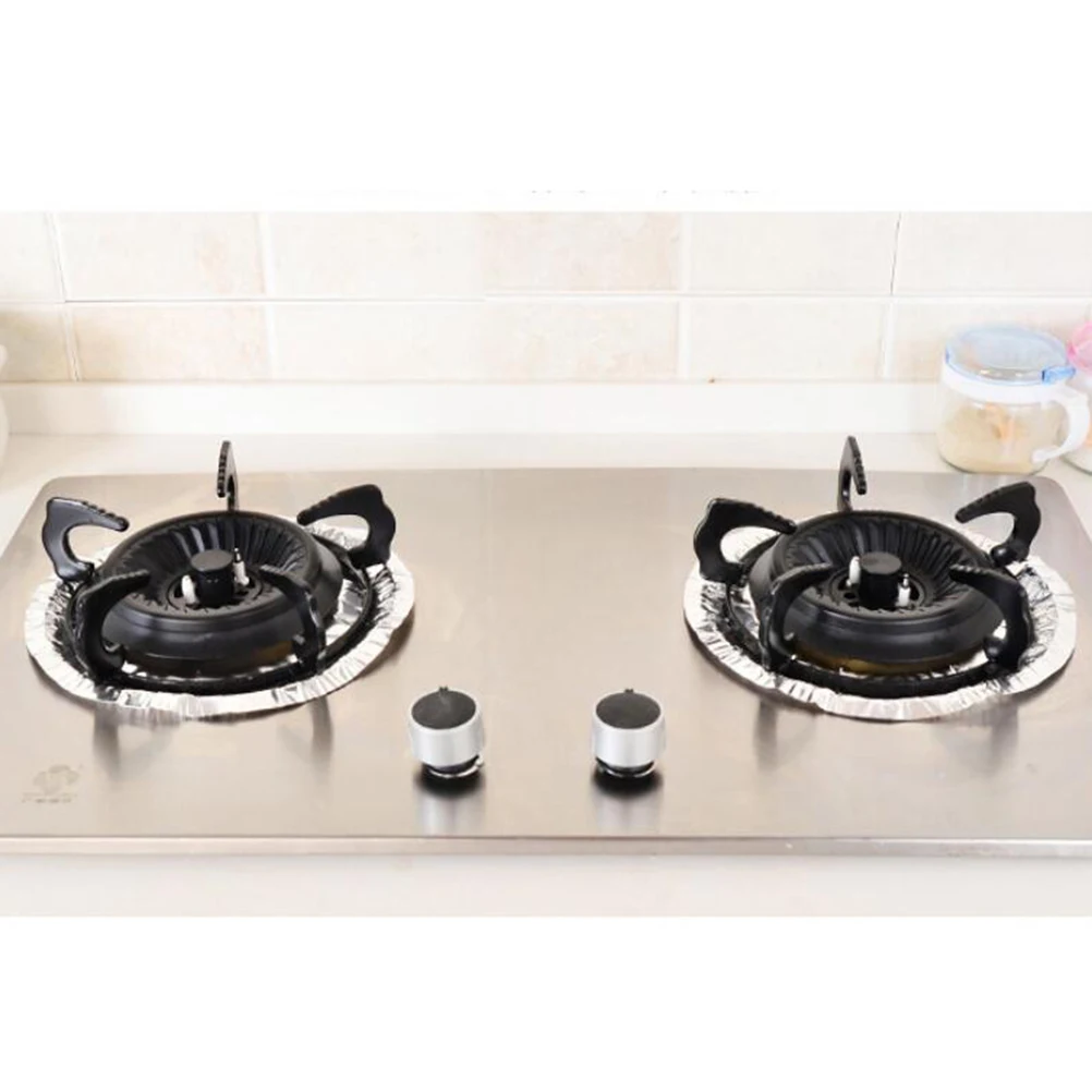 

20Pcs Eco Friendly Non Toxic Aluminum Foil Stove Liners Heat Resistant Greaseproof Kitchen Accessories Gas Oven Covers Round