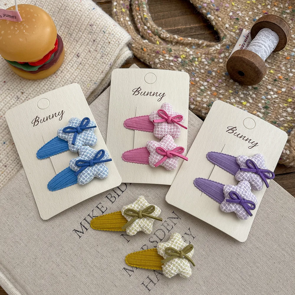 2 قطعة مقاطع الشعر للأطفال حزمة الكورية الخماسي Kawaii الحلو تنوعا القوس دبابيس الشعر عالية الجودة إكسسوارات الشعر لفتاة