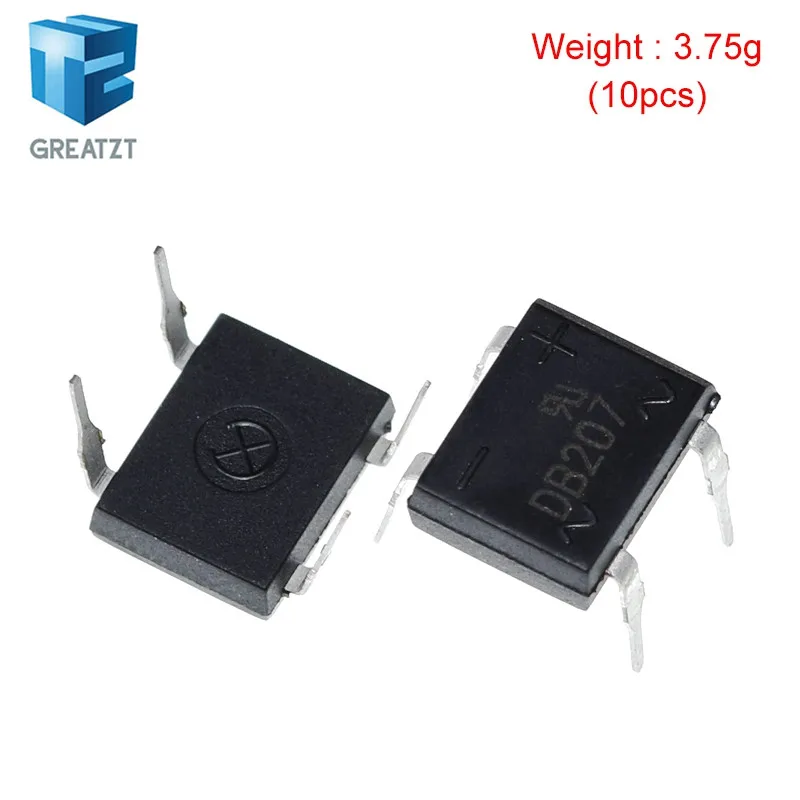 GREATZT 10/20/40PCS diode bridge retifica DB207 DIP-4 DB207S DIP4 2A 1000V power diode rectifier 1000v electronic components
