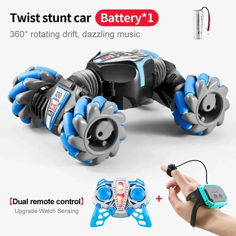 Ultimo 4WD Telecomando Stunt Car 2.4G Wireless RC Drift Car Luci a LED Orologio Sensore di gesti Rotante Giocattolo per bambini Regalo