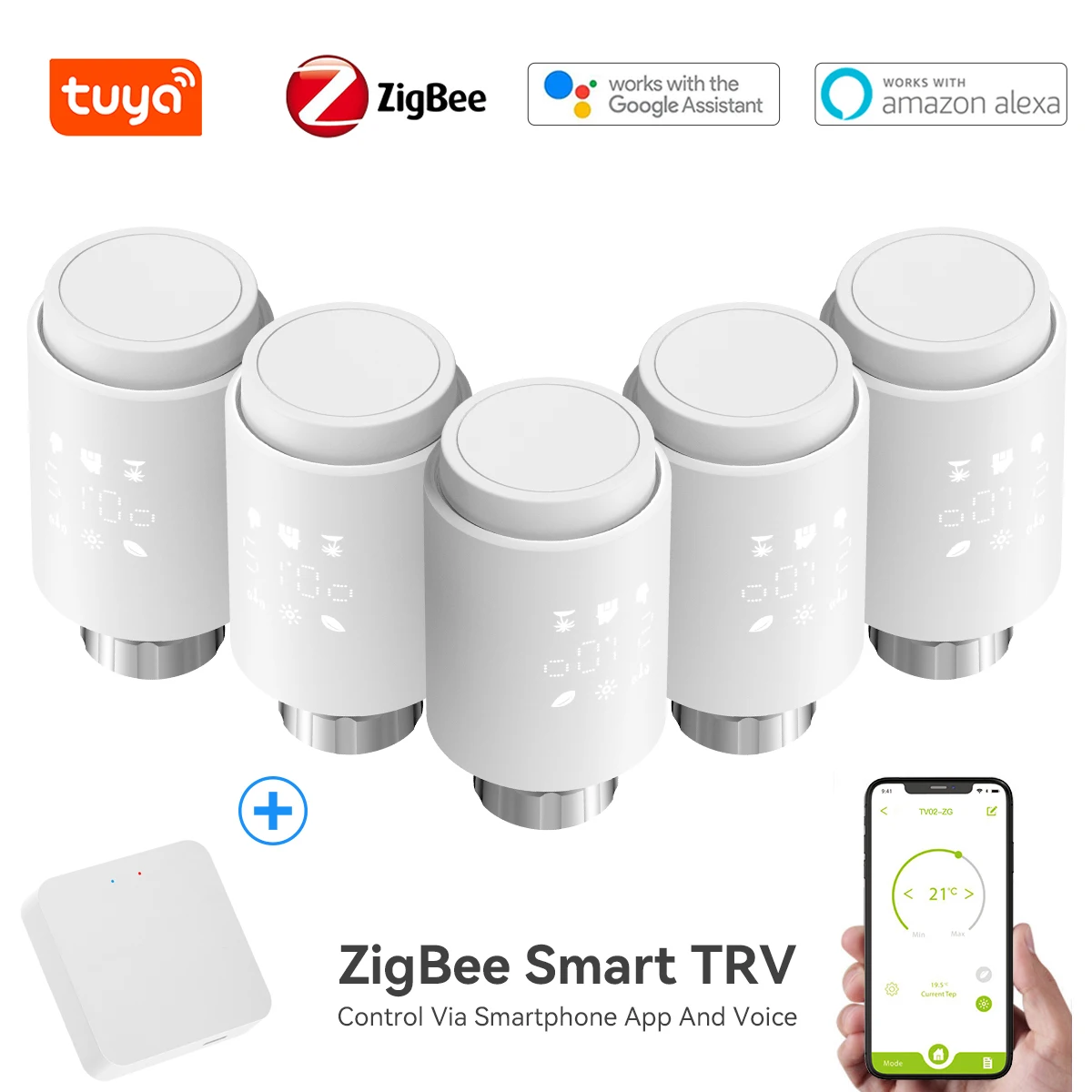 

Tuya Zigbee Thermostat Smart Home Thermoregulator TRV Thermostatic Radiator Valve Smart Life APP Voice Works with Alexa Google