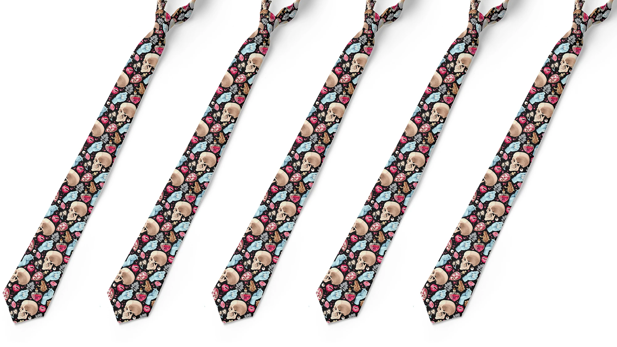 ربطة عنق مطبوعة على شكل جمجمة للجنسين، ربطة عنق جمجمة فاخرة للرجال، ربطة عنق بعرض 8 سم، إكسسوارات حفلات الزفاف، هدايا العيد
