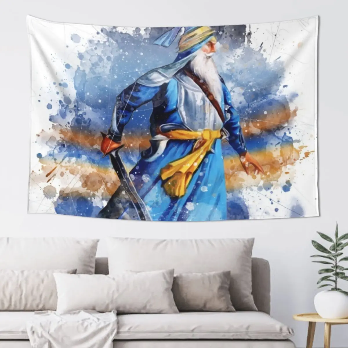 

Baba Deep Singh Watercolour Tapestry Aesthetics For Room Room Design Cute Room Decor Tapestry