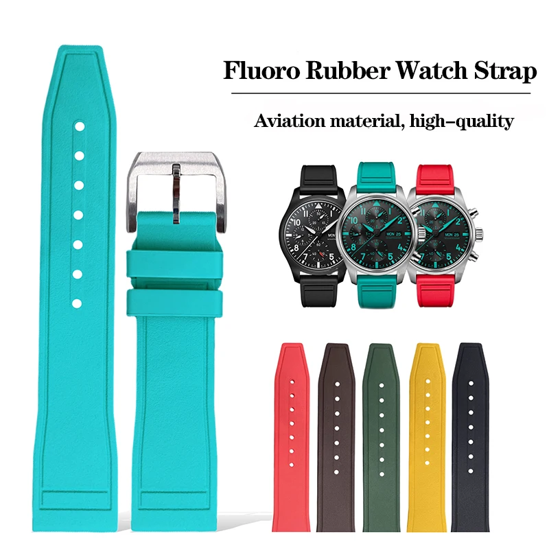 20mm 21mm 22mm Fluoro Rubber Watch Strap For IWC Quick Release Pilot AMG Petronas F1 Team Waterproof Sport Bracelet Watchband