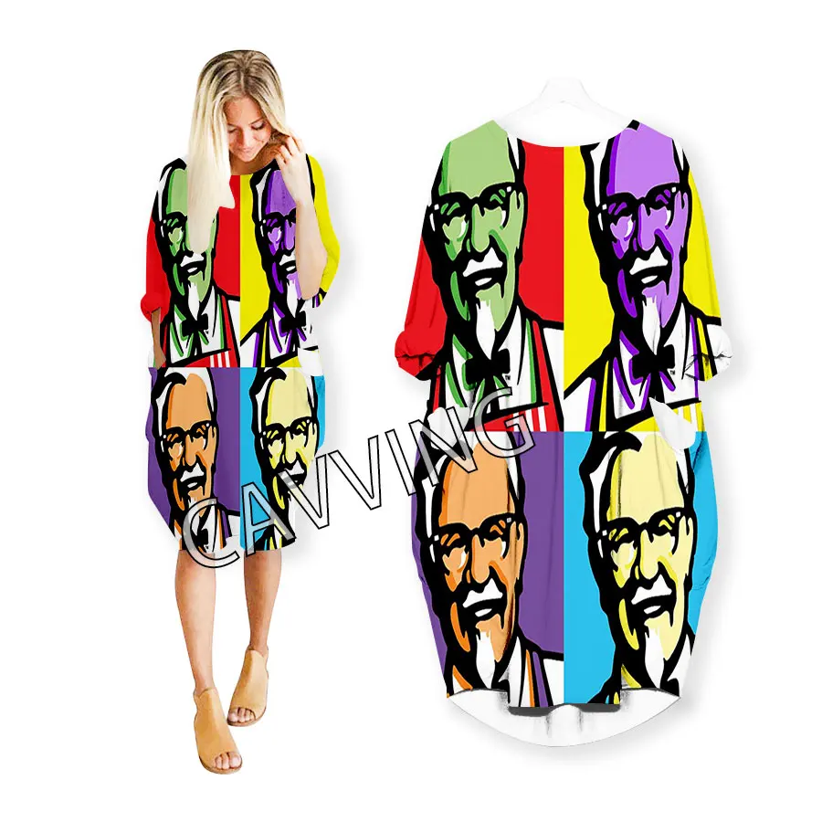 Cavving 3d imprimir engraçado kfc moda engraçado camisa terno harajuku topo feminino anime vestido logotipo saia feminina vestido de mangas compridas