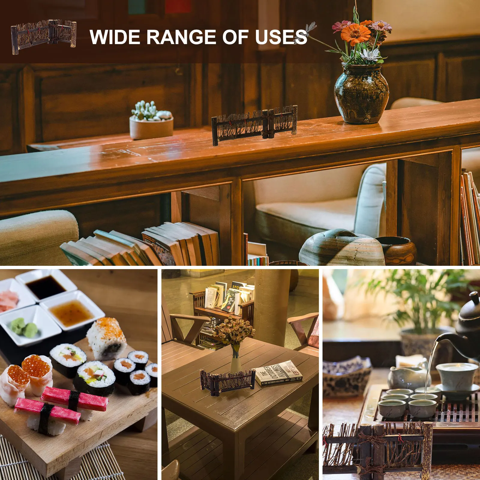 

Wooden Fence Decor Japanese Style Mini Small Screen Tea Ceremony Decoration Micro Landscape Bonsai Ornament Photo Prop