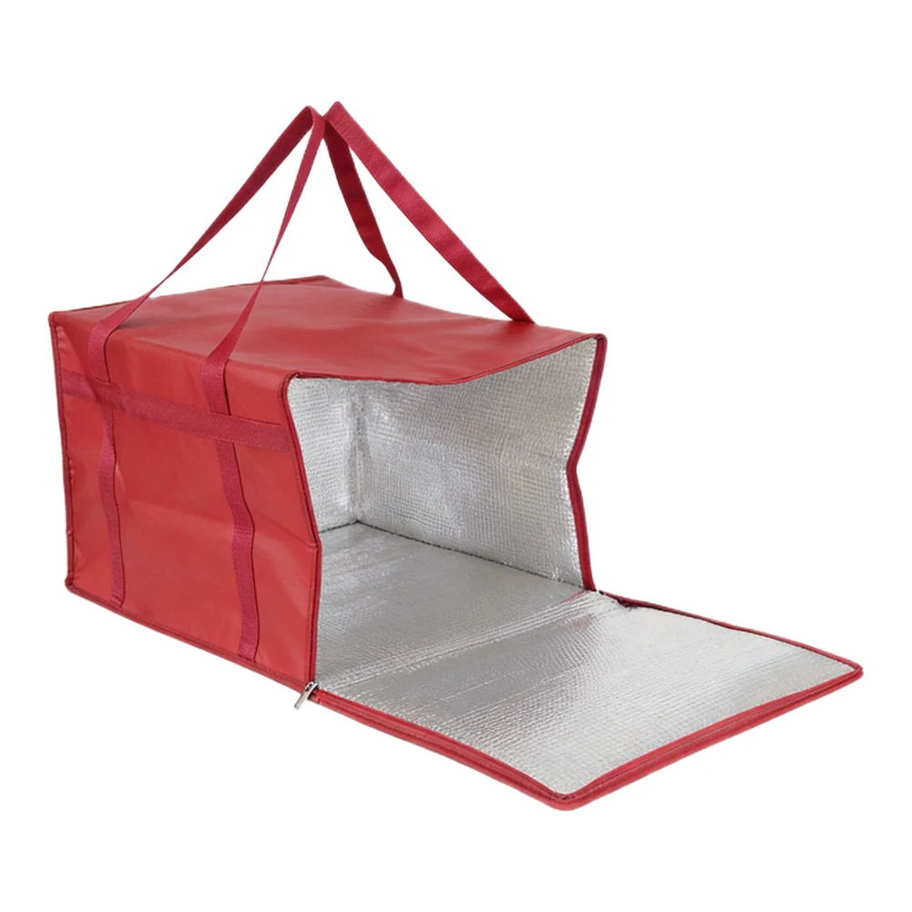 Red Insulated Pizza Delivery Bag 50x50x20cm Thermal Food Carrier For Catering And Restaurant Takeout Non Woven Fabric view 3