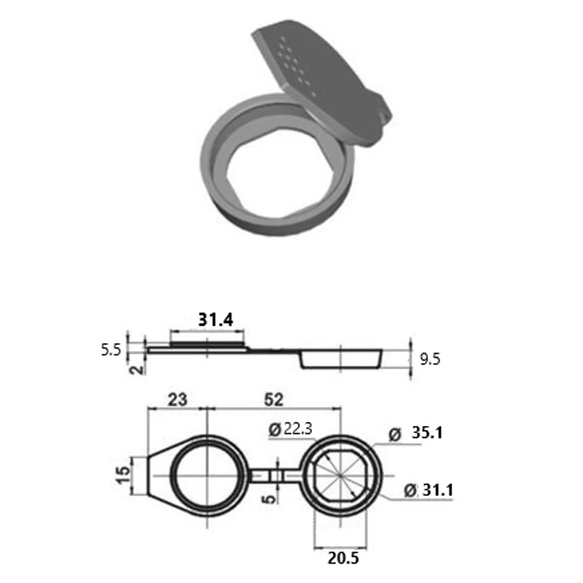 Diameter 22mm Plastic black waterproof cover for MS705 cam lock