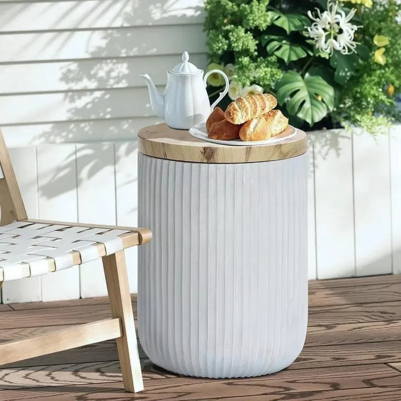 New Modern Grey MgO Garden Stool Indoor Outdoor Home Office Vacation Style