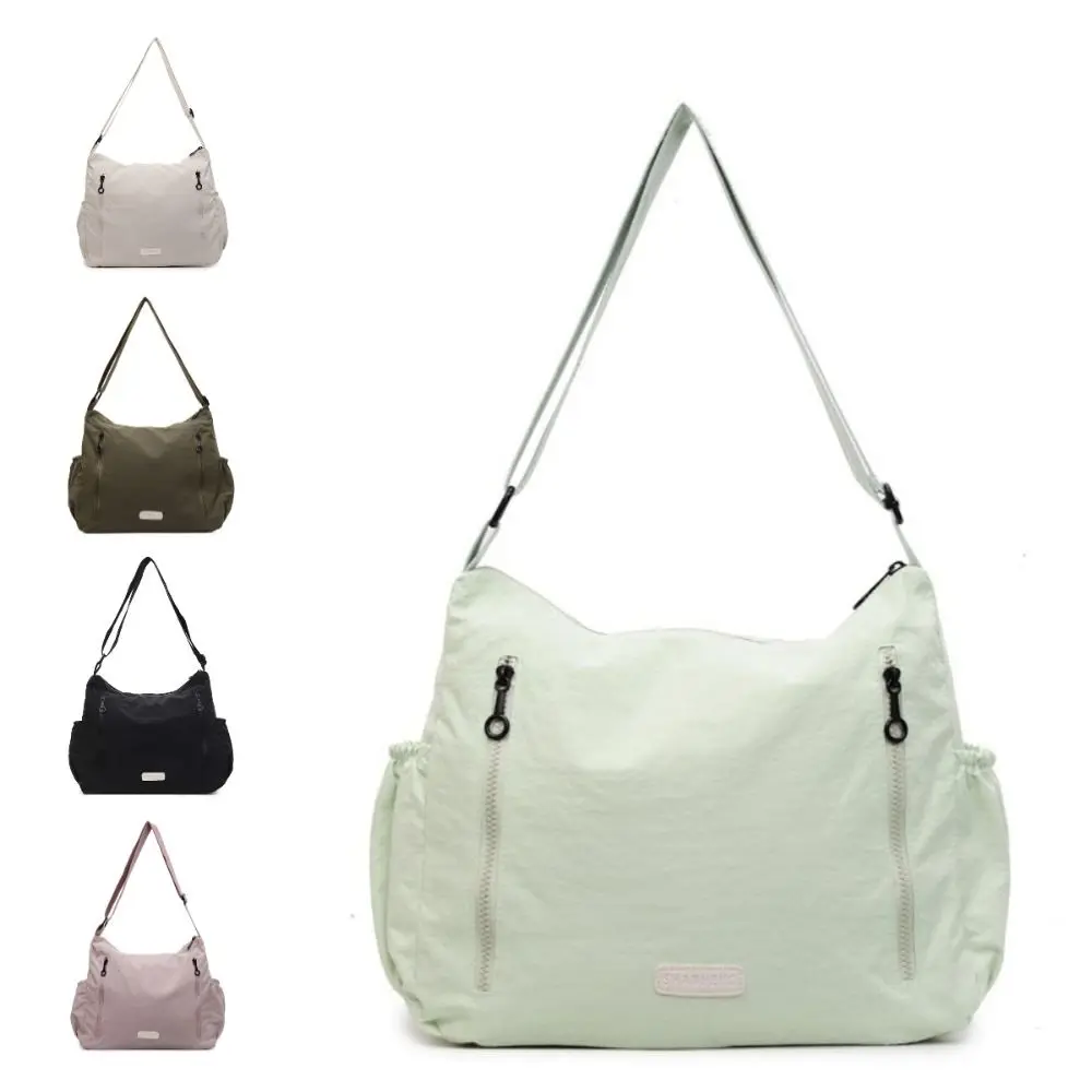 

Вместительная нейлоновая сумка-мессенджер в корейском стиле, водонепроницаемая квадратная сумка через плечо, повседневная однотонная сумка на одно плечо