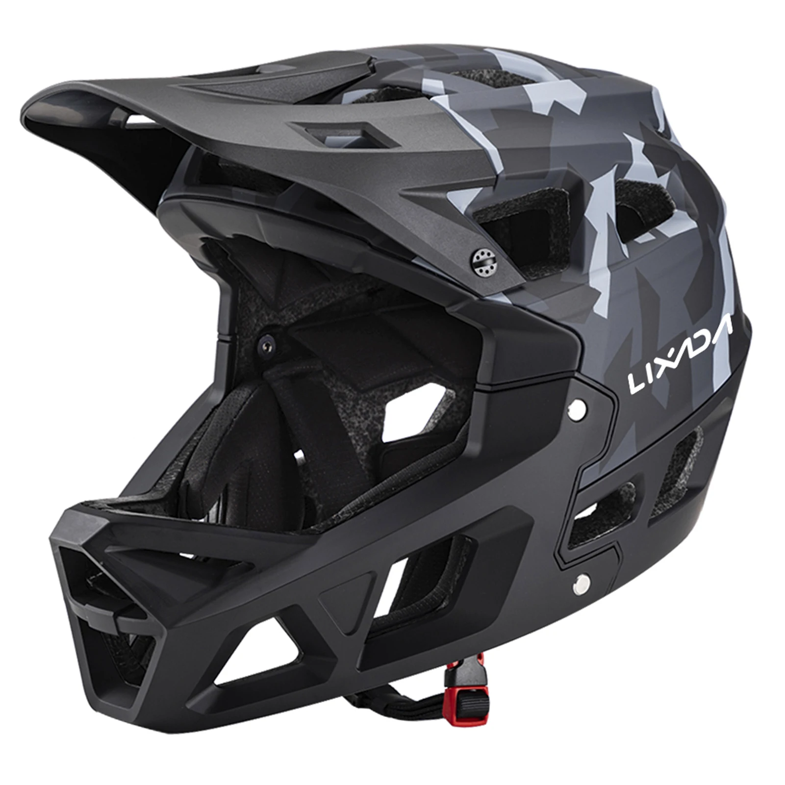 NONE Vollgesichts-Mountainbike-Helm Adult Racing Downhill-MTB-Helm für Männer/Frauen Mountainbike-Helm für Erwachsene mit Visier über 31 Entlüftung 8
