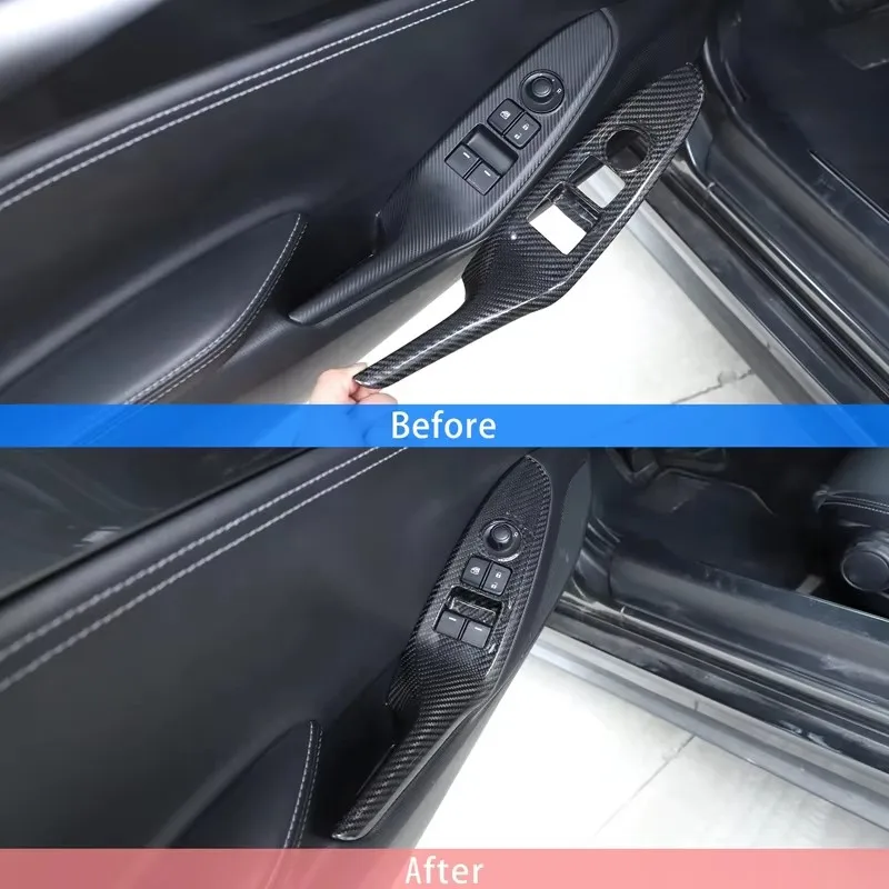 RHD real carbon fiber window lift button control panel cover car interior patch auto accessories for 2016+ Mazda MX-5 ND