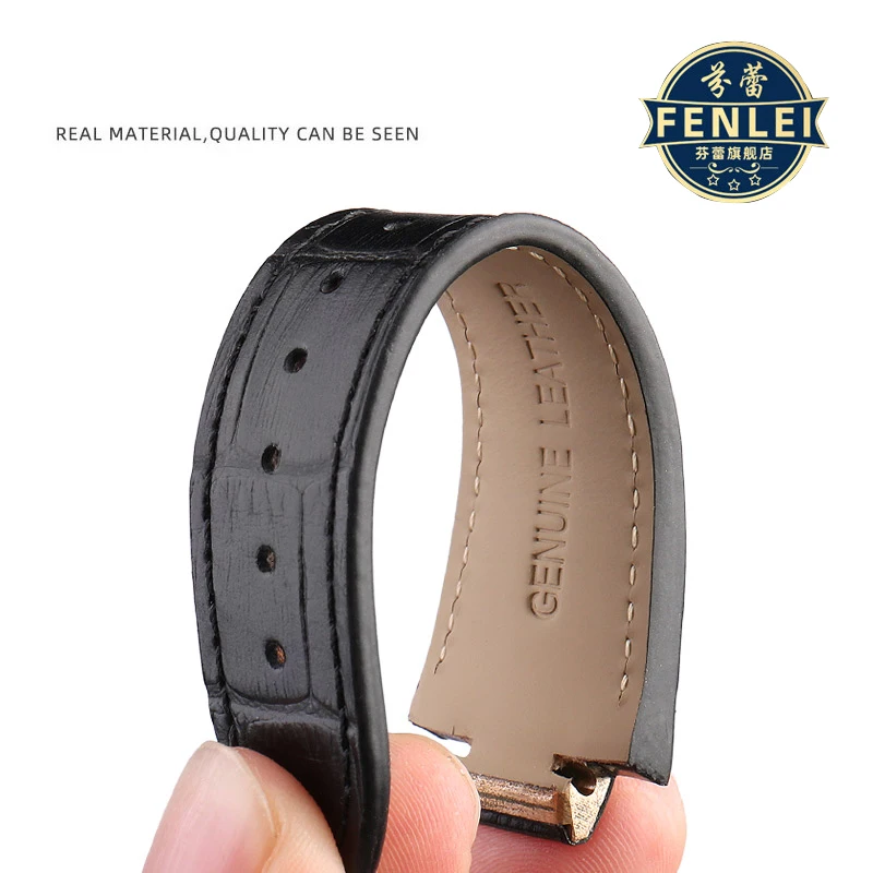 Imagem -04 - Pulseira de Relógio de Couro de Crocodilo Masculina Pulseira para Maurice Lacroix Aikon Ai1018 Ai6058 Ai6038 Ai6008 24x13 mm