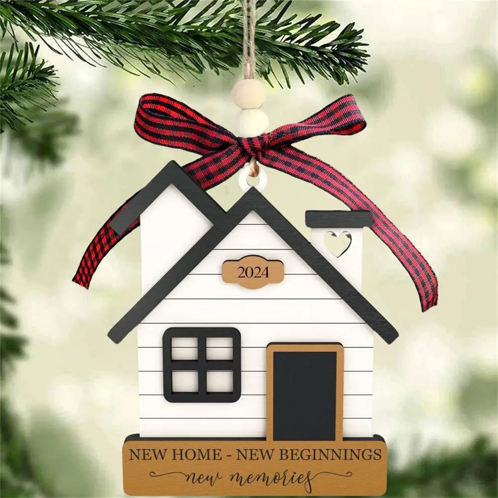 House Ornament Rustic Farmhouse Wooden House Decoration for New Beginnings Wall Hanging Ornament for Housewarming Gift 2024 Easy