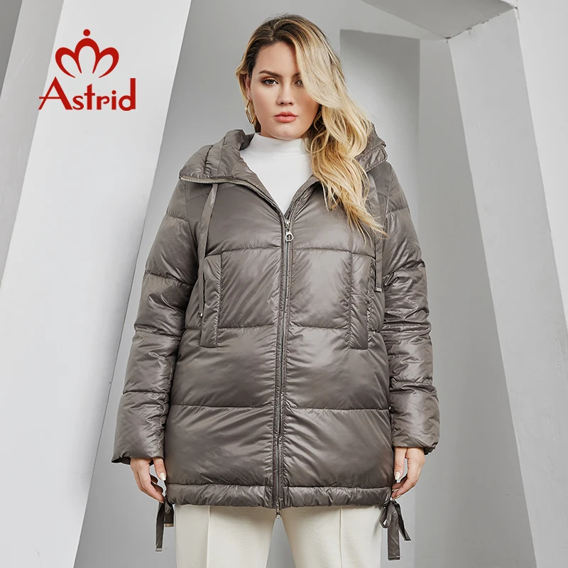 Astrid Women\'s Winter Jacket 2023 Plus Size Bio Down Jackets Hooded Quilted Coat Women Parka Female Clothing Split Hem Lacing