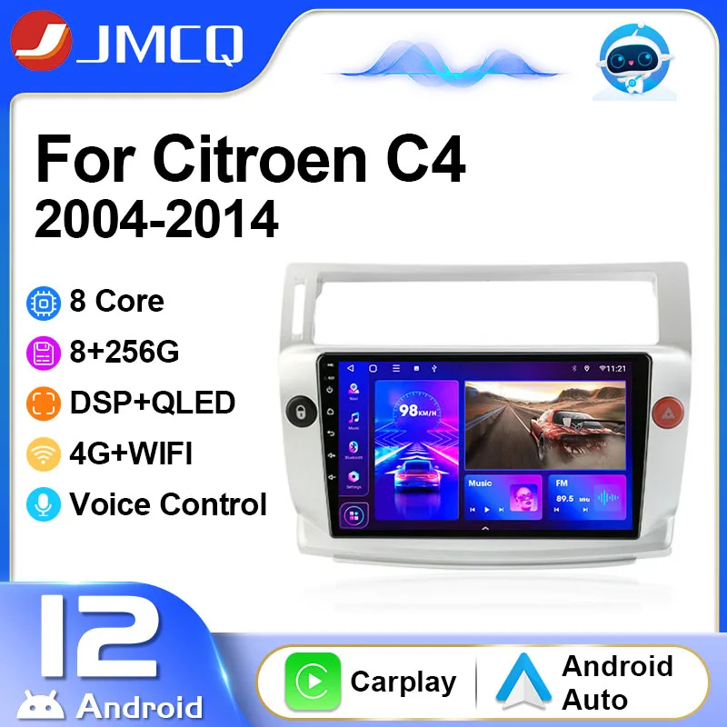 

JMCQ 2Din 4G Android 12 Car Radio Multimedia Video Player For Citroen C4 C-Triomphe C-Quatre 2004-2014 Navigation Carplay