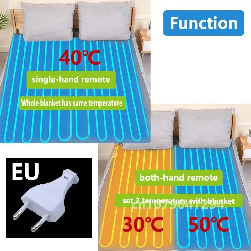 Flannel Electric Blanket Bed Double 220V  Heating Blankets Thermal Electric Blanket 2 persons 9 Level Temperature Smart Remote