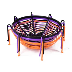 Cesta de plástico de araña para Halloween, bandeja para pastel, galleta, plato de fruta, decoración de fiesta, accesorios de terror, recuerdos de cumpleaños para niños