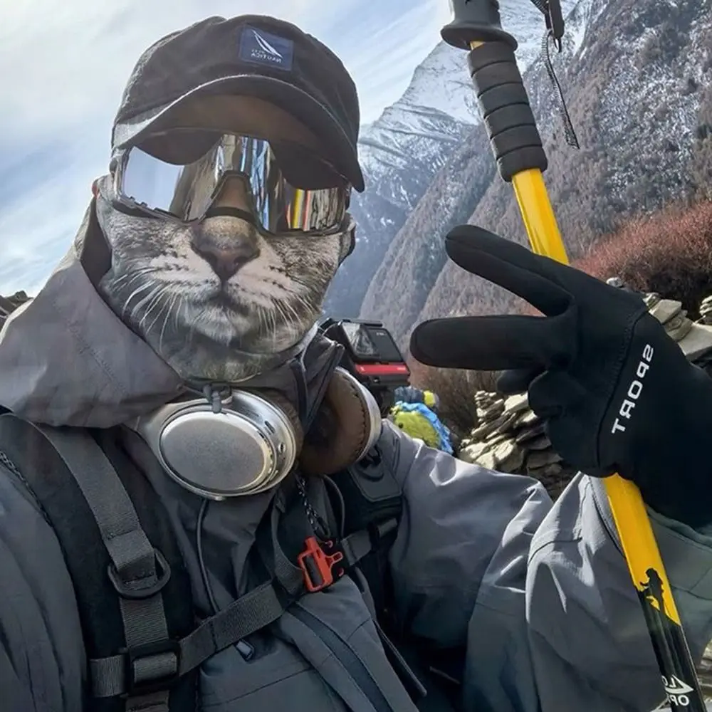 أزياء 3D نمط 3D الحيوان بالاكلافا الحرير الملمس تنفس قناع الوجه غطاء متعدد الوظائف الجليد وشاح حريري في الهواء الطلق #4