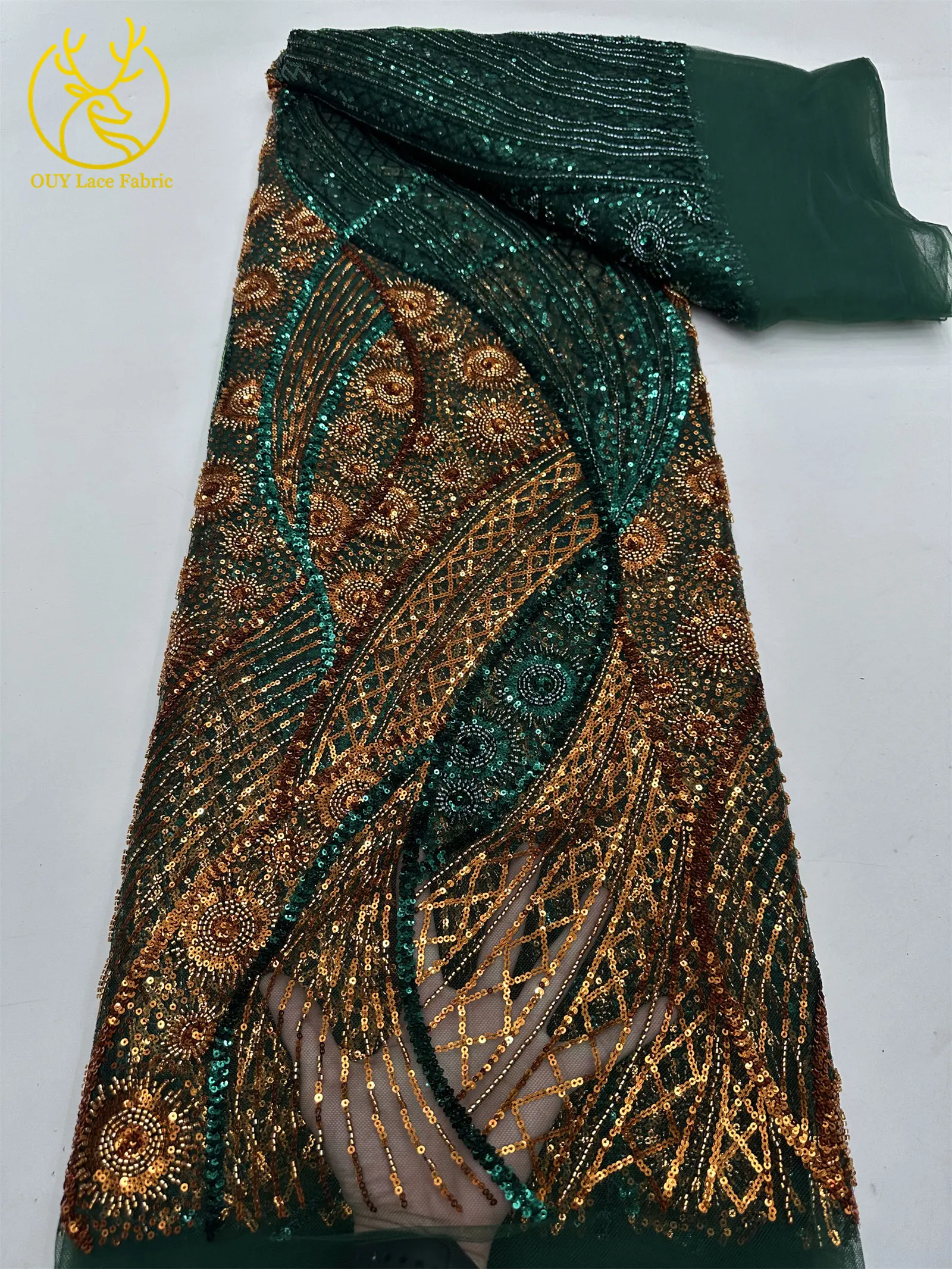 Prestige Luxury Ladies Wedding Dress Luxury French Sequin Mesh Lace Fabric 2025 High Quality Dubai Beaded Tulle Lace Fabrics