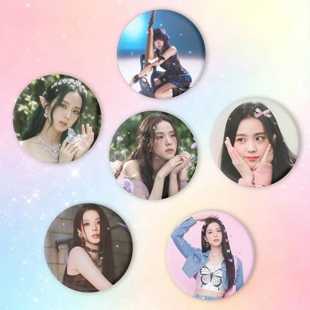 Singer L-LEE JISOO MISMATCH Badges Creative Tinplate Button PinsBrooch Badge Clothes Backpack