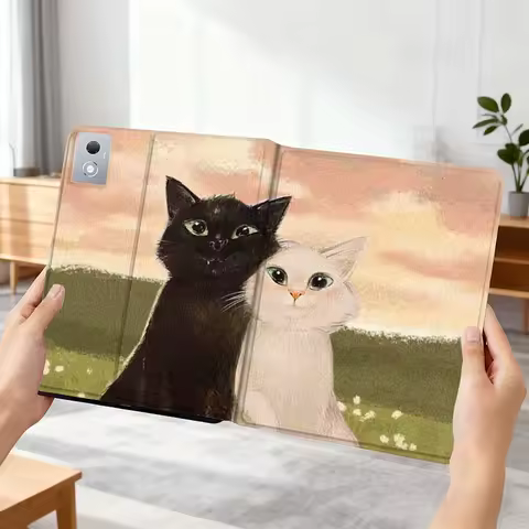 Cute Cat Popular Cartoon Art For Xiaoxin Lenovo Tab P12 Extreme Legion Y900 Idea Pro GT 12.1 2025 Foldable Tablet Case Gift
