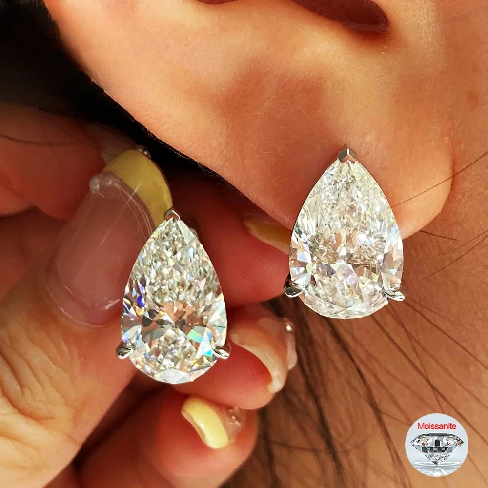 

1/2/4Carat Pear Cut Moissanite Stud Earrings S925 Silver Waterdrop Diamomd Ear Studs for Women Gifts Fine Jewelry with GRA