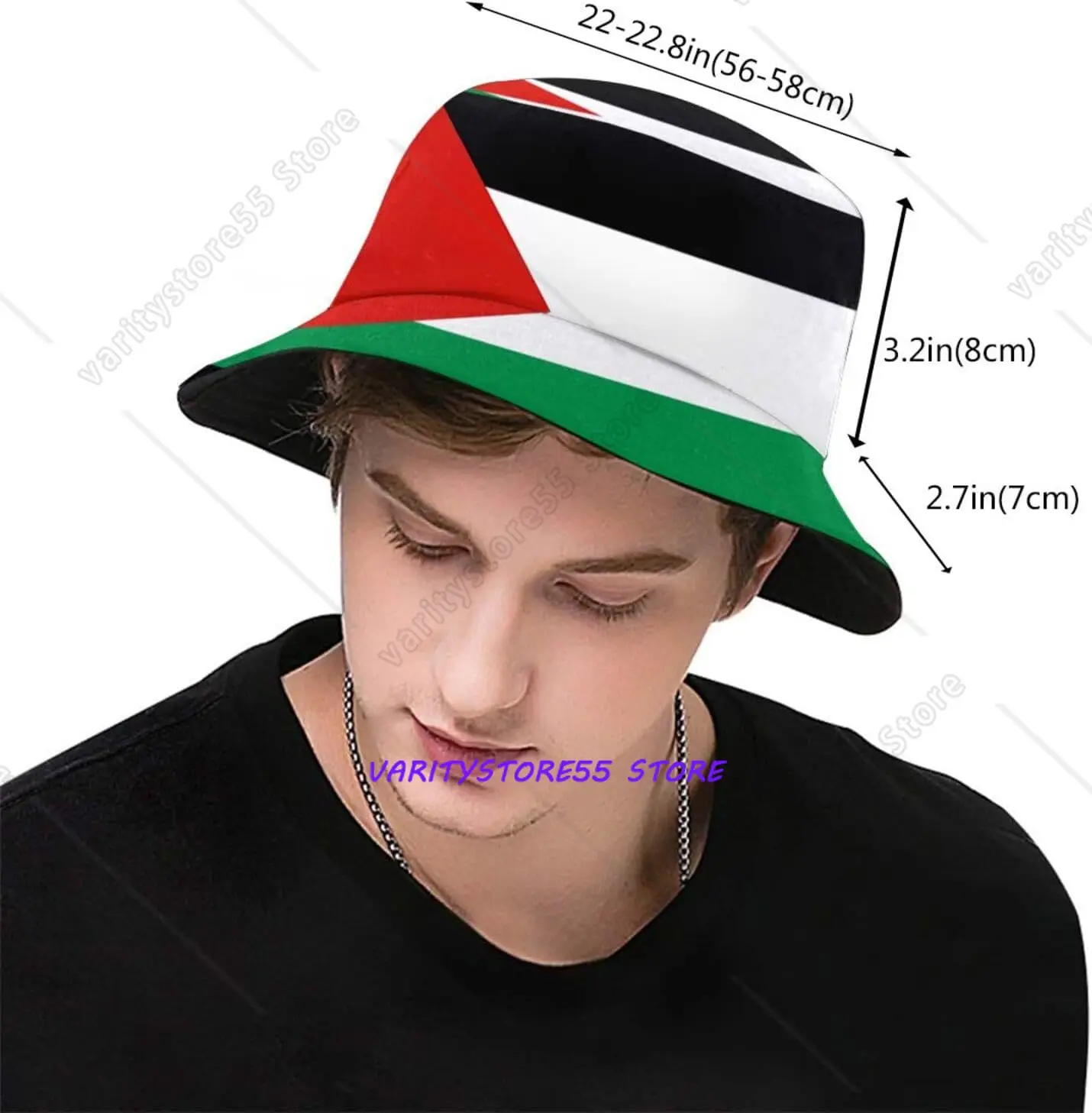 Cute Palestine Flag Bucket Hat for Women Men Palestinian Flag Hat Flag Fisherman Cap for Beach, Fishing, Travel view 3