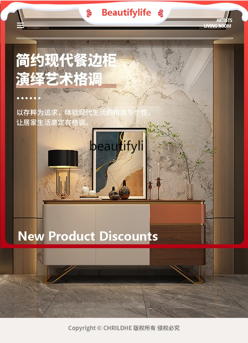 

K185 Medieval solid wood dining side cabinet Italian light luxury entrance entrance locker living room partition decorative cabi