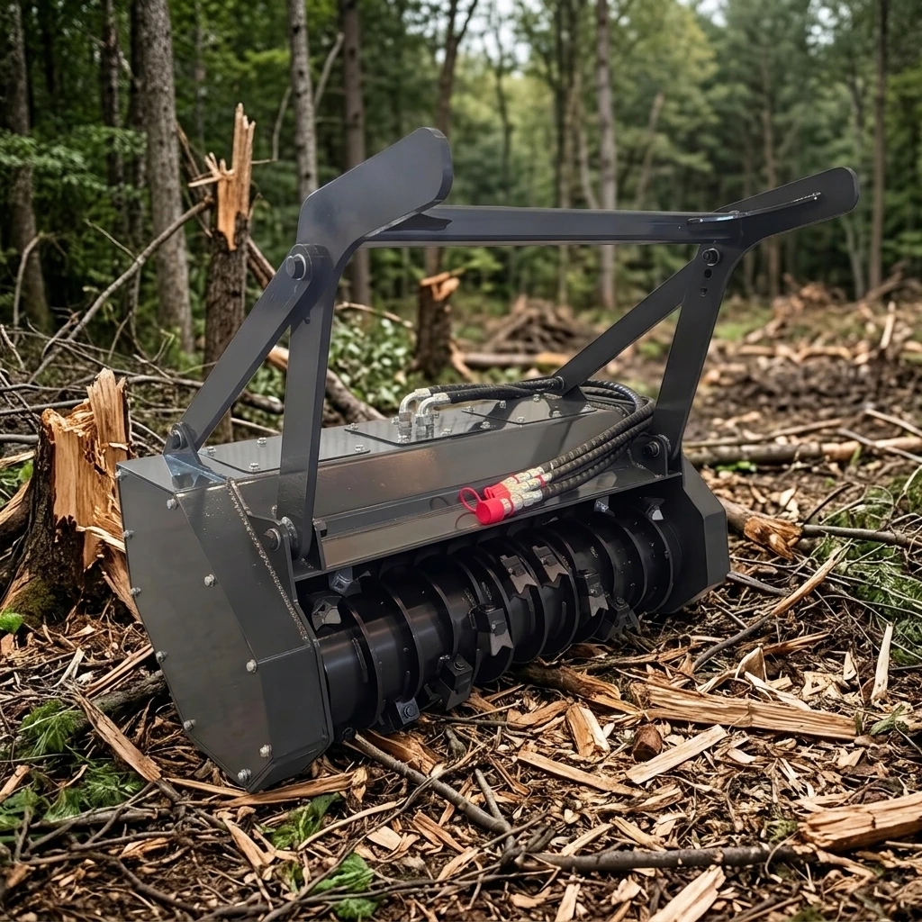 Garden Tree Mulcher Shredder Chipping Machine for 1-9 Ton Mini Skid Steer Loader Forestry Mulcher Mulching Attachment