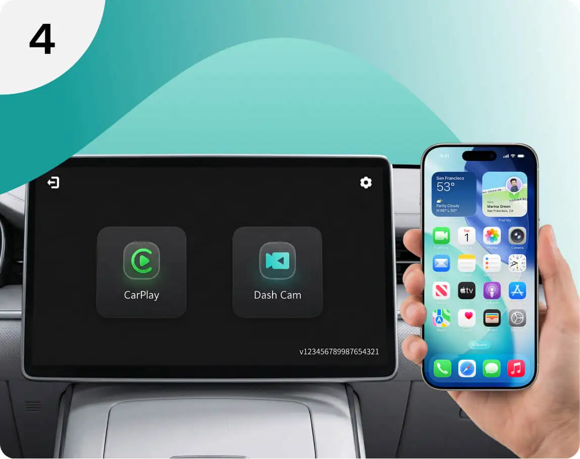 Ottocast OttoSafe Cam 2 in 1 Dash Cam Wireless CarPlay Adapter 2K 130° Wide Angle Night Vision Front Auto Recording Rear DashCam
