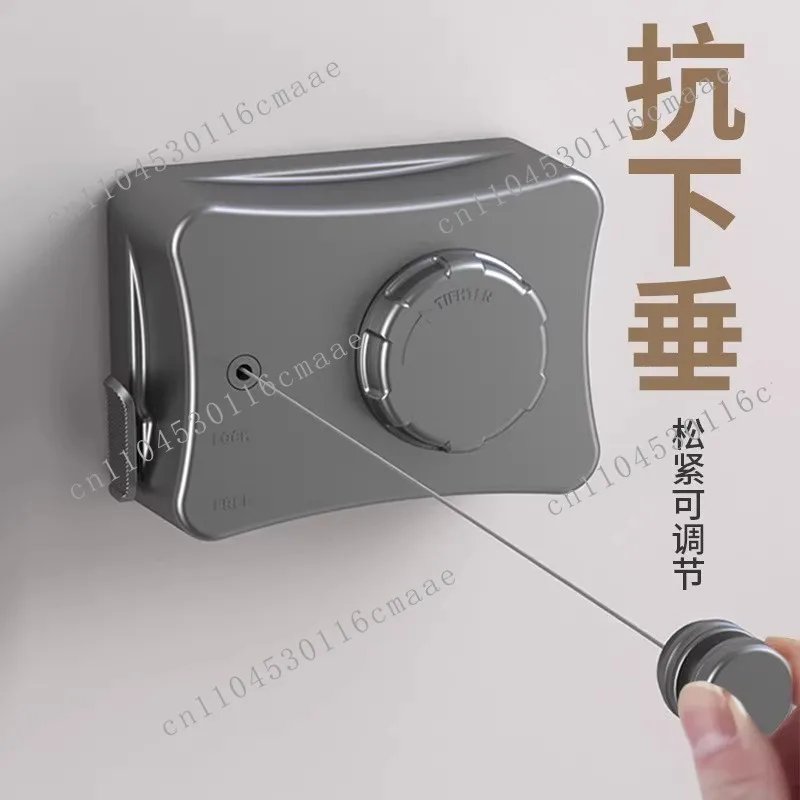 Invisible telescopic clothesline, no punching indoors, balcony steel wire hanging clothes rope, bathroom shrink drying rack