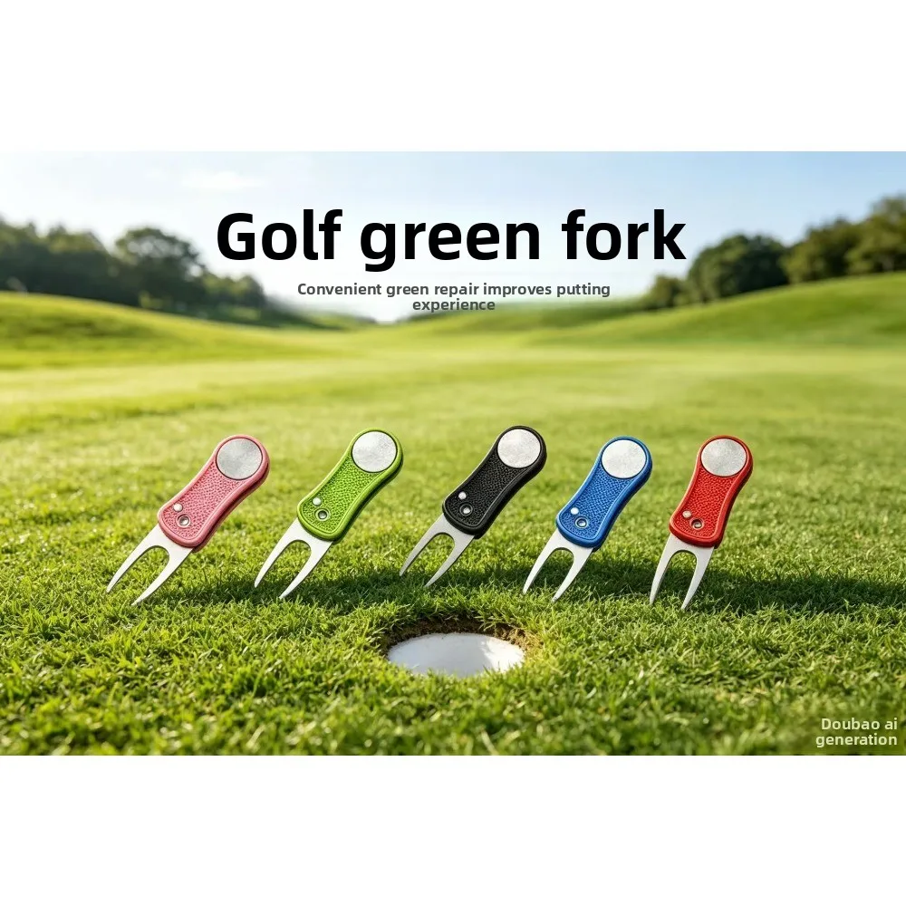 Golf Supplies Green Fork Ball Fork Tools New Aluminum Handle Stainless Steel Spring Metal Lawn Repair Tools  Golf  Accesoires
