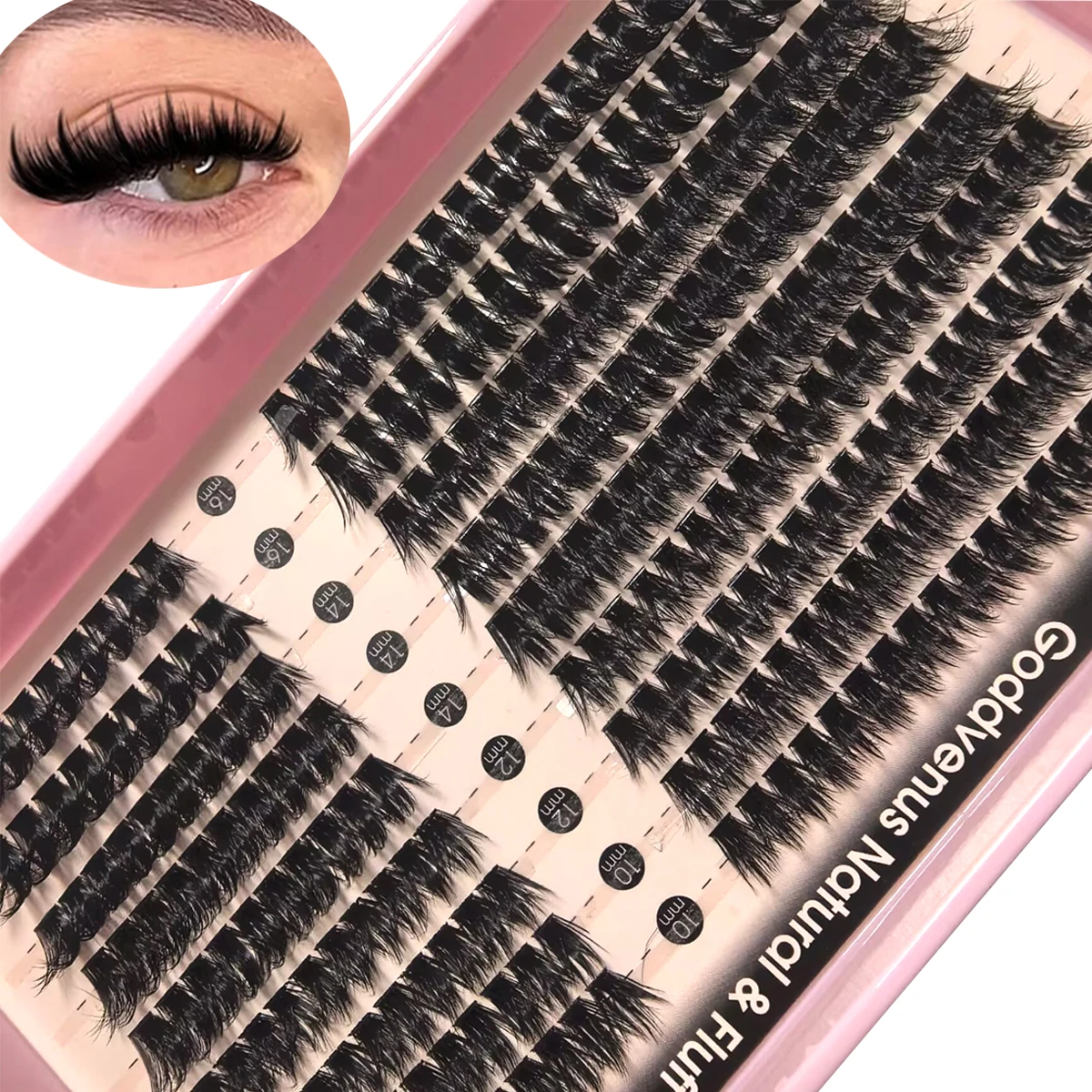 HBZGTLAD 50D-200D 162 pcs Fluffy Cluster Lashes  Natural Thick Eyelash Clusters D  Individual Lashes DIY Eyelashes Extension