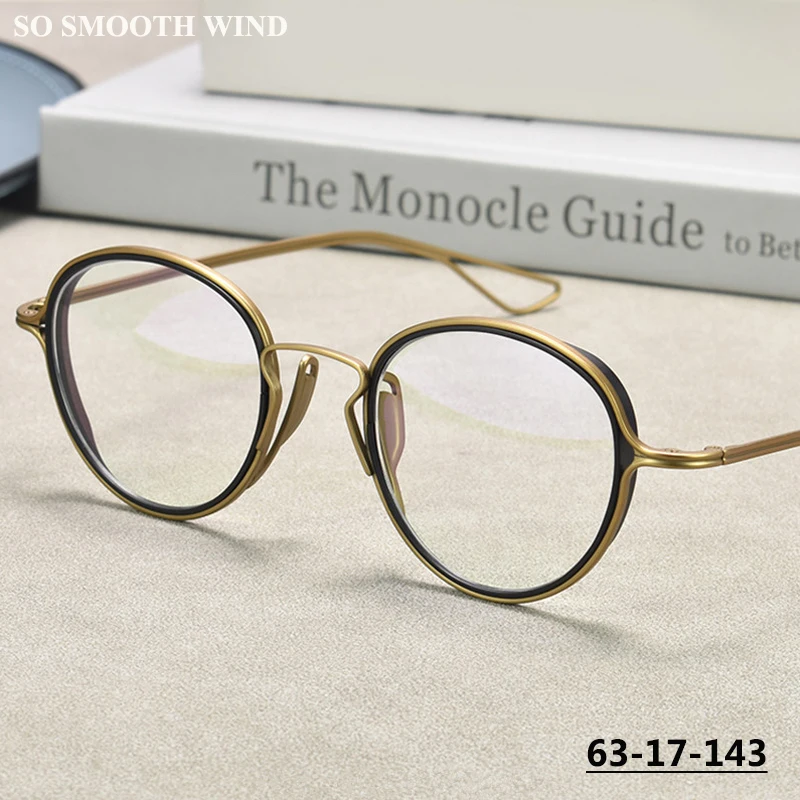 

Japanese Handmade Pure Titanium Glasses Frame Men Ultralight Designer Retro Round Eyeglasses Women Big Face Spectacles Eyewear