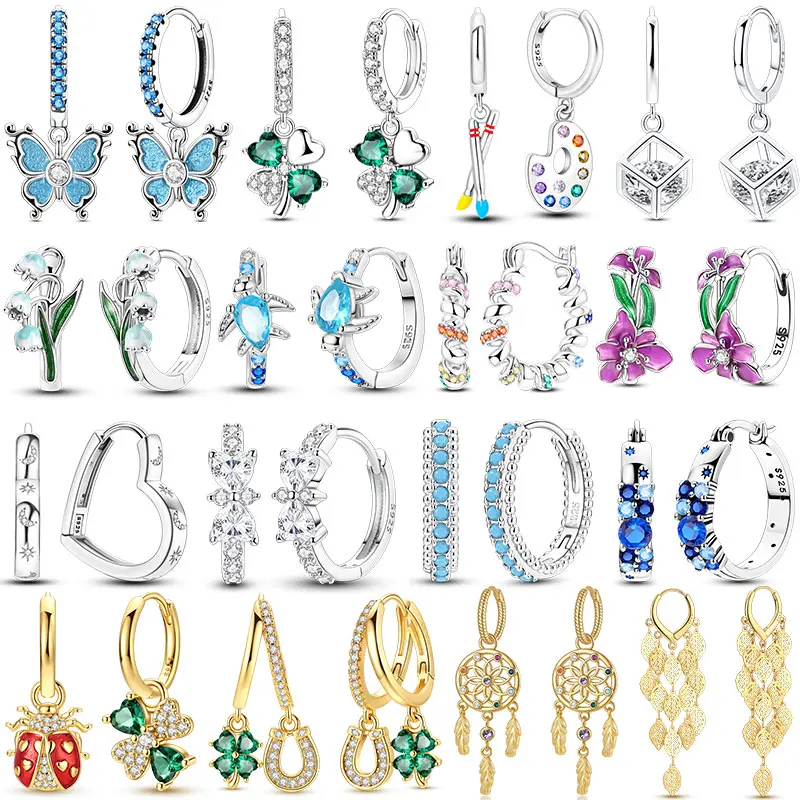 100%Genuine 925 Sterling Silver Hypoallergenic Women Drop Earrings Luxury Elegant Fine Jewelry Birthday Anniversary Gift For Her